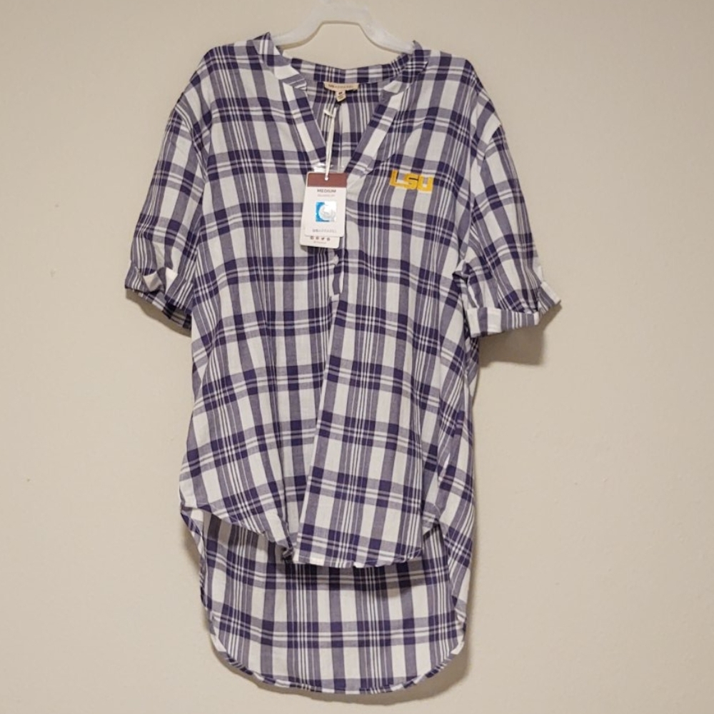 LSU button down plaid shirt